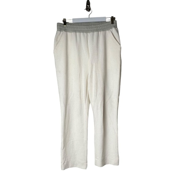 Varley Women Finley Track Pants SZ L Ivory Casual PullOn Jersey Knit Terry Cloth - Picture 2 of 11